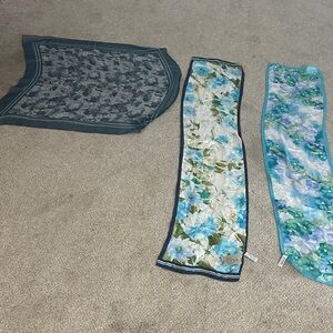 Vintage Oscar by Oscar de la Renta Floral Blue and Green  Silk Scarves